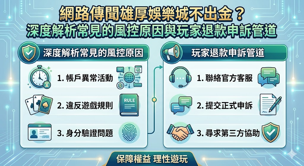 網路傳聞雄厚娛樂城不出金？深度解析常見的風控原因與玩家退款申訴管道